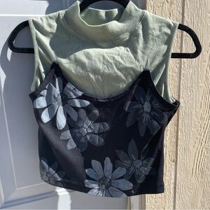 Floral Black and Green Top